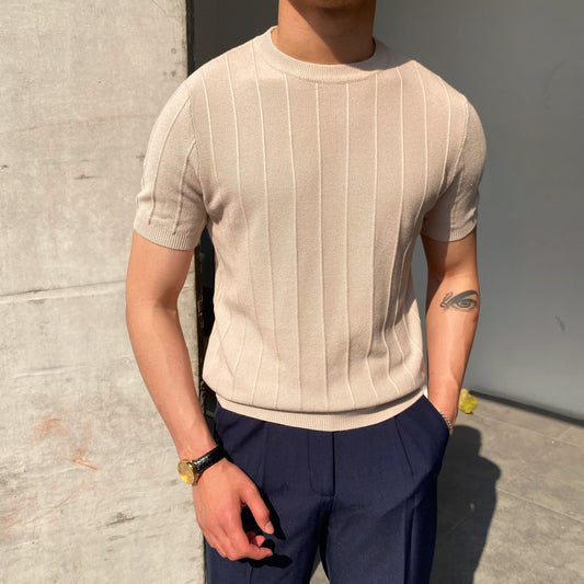 Slate Ribbed Knit Tee