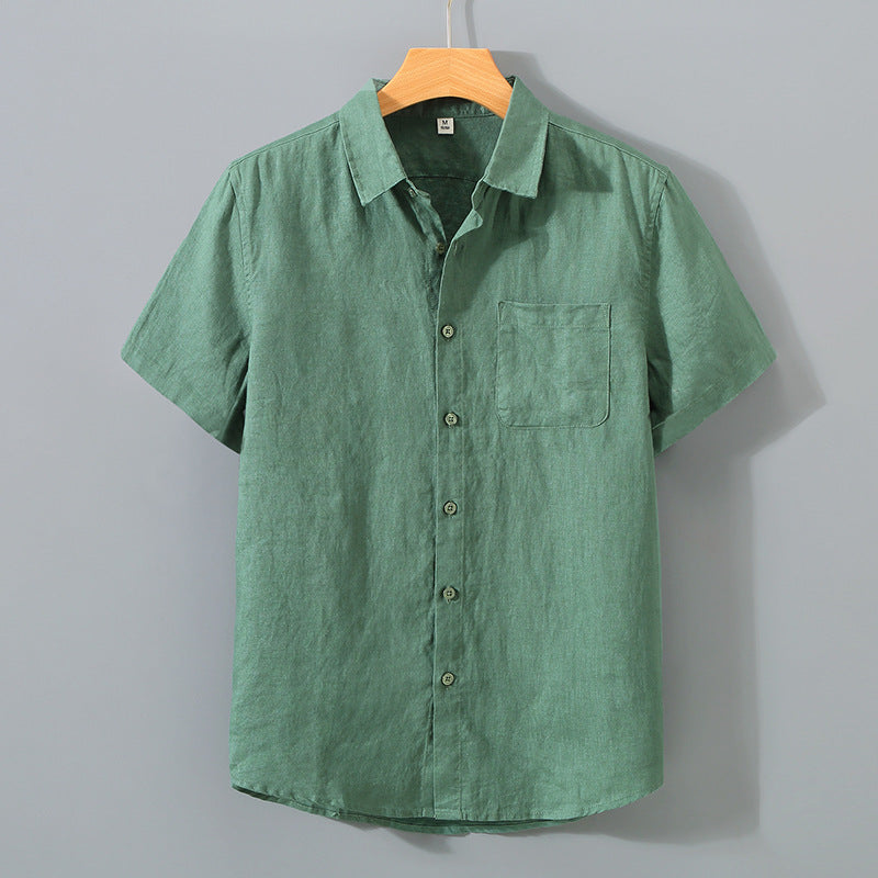 The Coastal Linen Band Collar Shirt