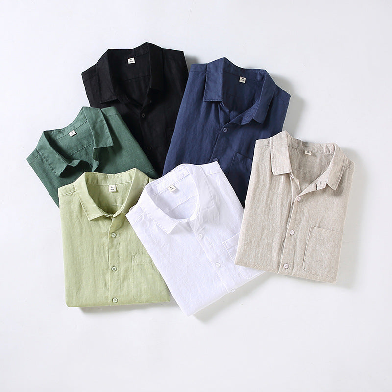 The Coastal Linen Band Collar Shirt