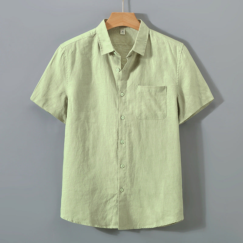 The Coastal Linen Band Collar Shirt