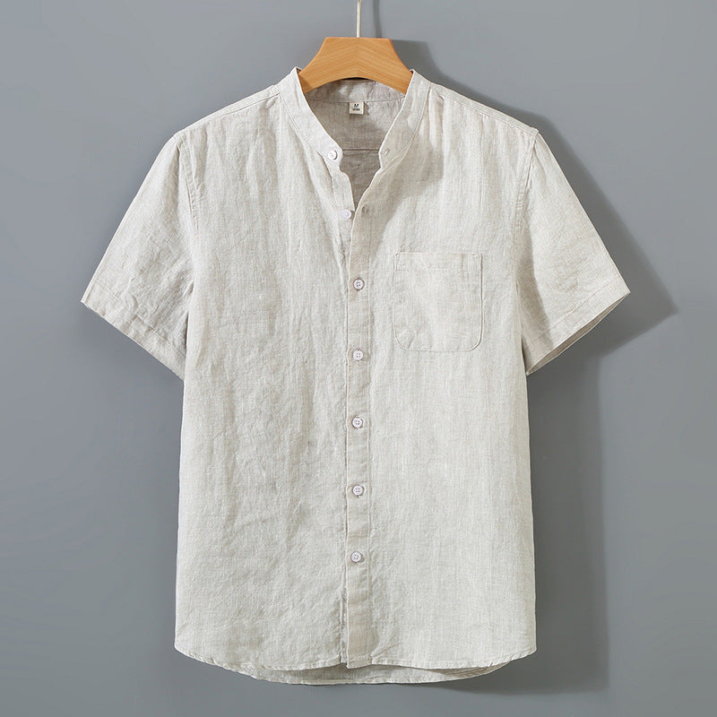 The Coastal Linen Band Collar Shirt